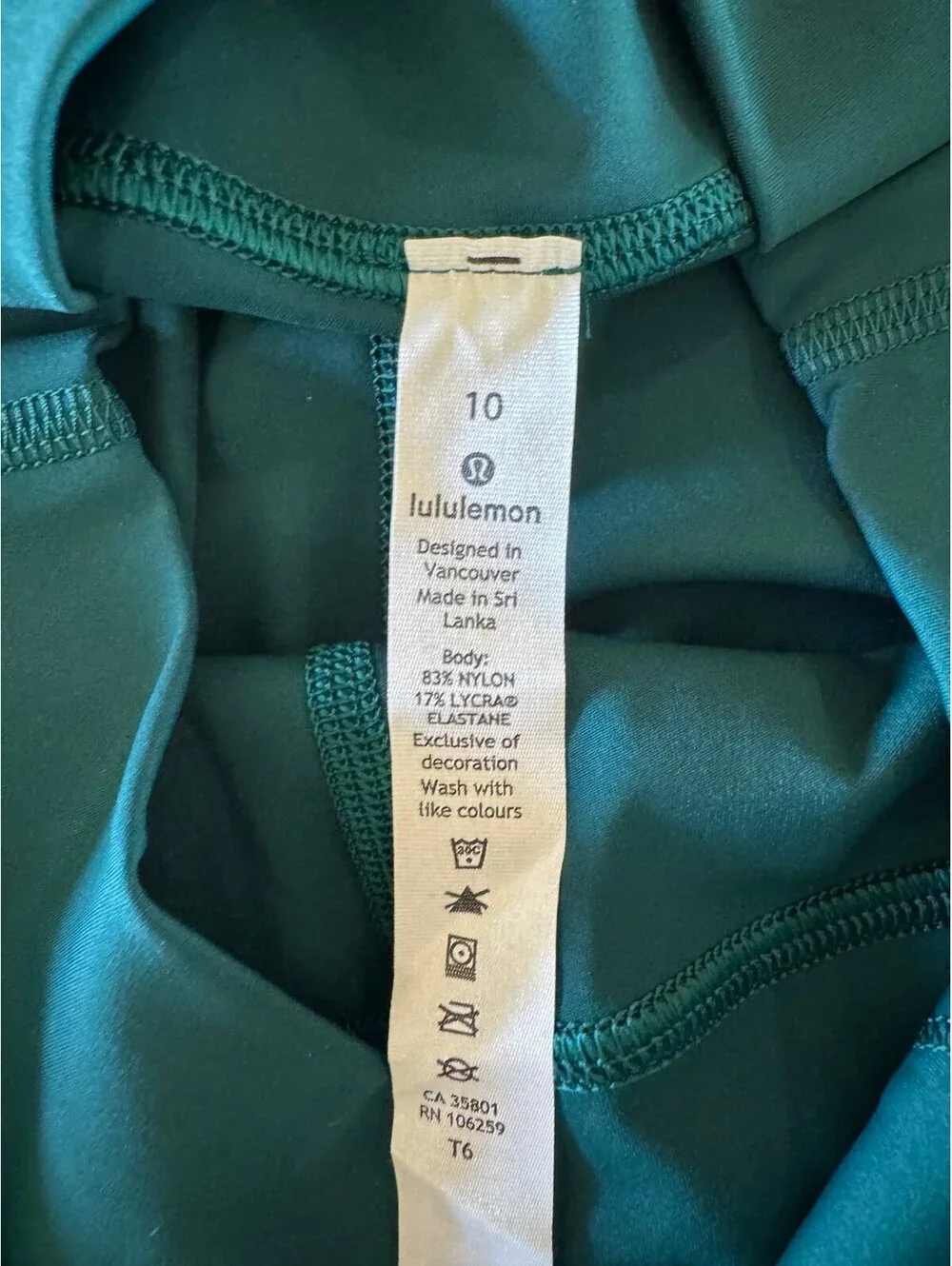Lululemon Wunder Under High Rise 28” Nulux, Emerald Size 10 NWT